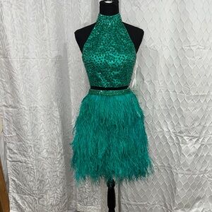 sherri hill short green dress Wrap Tie Satin Bridesmaid Dress